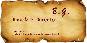 Bacsák Gergely névjegykártya